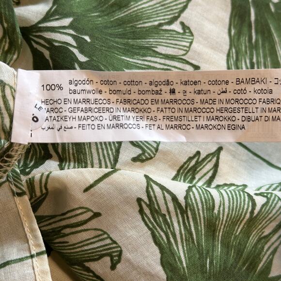 Zara NEW Tropical Cropped Shirt Womens Medium Green Cream Button Tie Waist Top - Picture 7 of 9